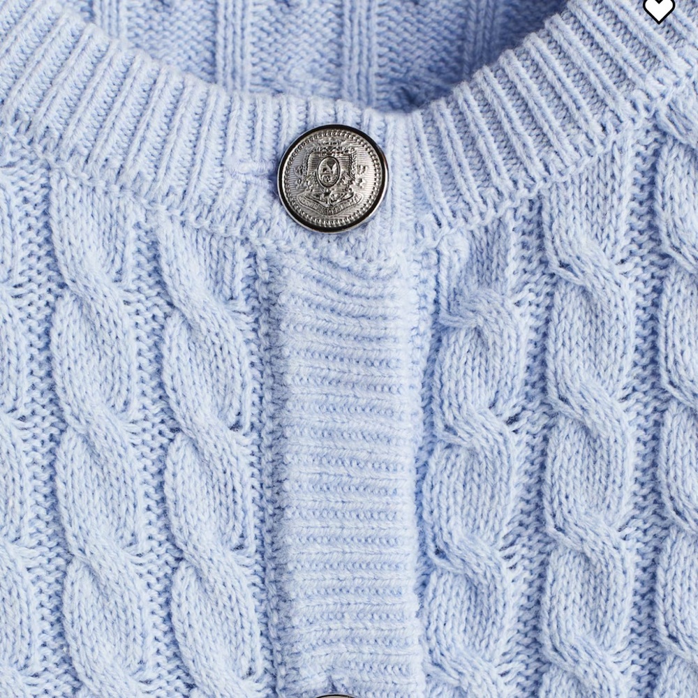 NWOT H&M Light Blue Cable Knit Button-Front Sweater Cardigan